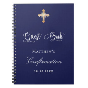 Cuaderno Blanco azul marino de confirmación del libro de in