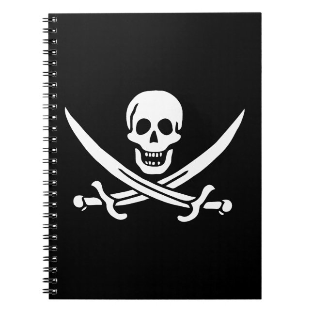 Cuaderno Blanco, Bandera Pirata Calico Jack, Calavera y Cut (Frente)