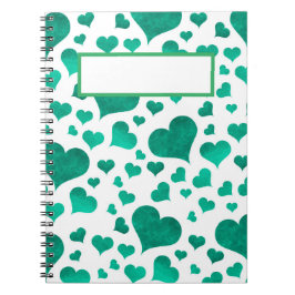 CUADERNO BLANCO CON CORAZÓN VERDE LIBRO DE NOTAS ESPIRAL