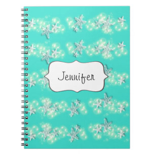 Cuaderno Blanco de la turquesa de las estrellas de mar de