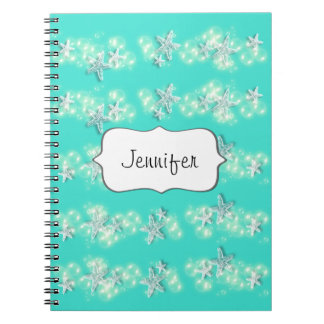 Cuaderno Blanco de la turquesa de las estrellas de mar de