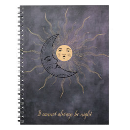 Cuaderno Blanco de luna de sol oro negro portátil morado