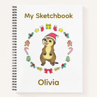 Cuaderno blanco de Navidad con sombrero de Santa d