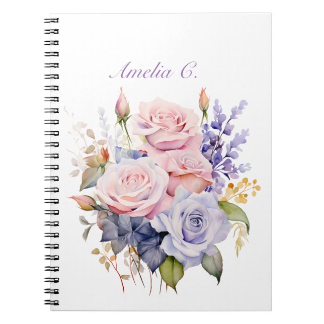 Cuaderno blanco elegante de color de agua rosa Bou (Frente)