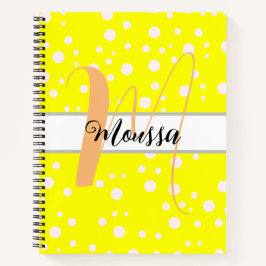 Cuaderno Blanco Estético Color Amarillo - Monograma de Nomb