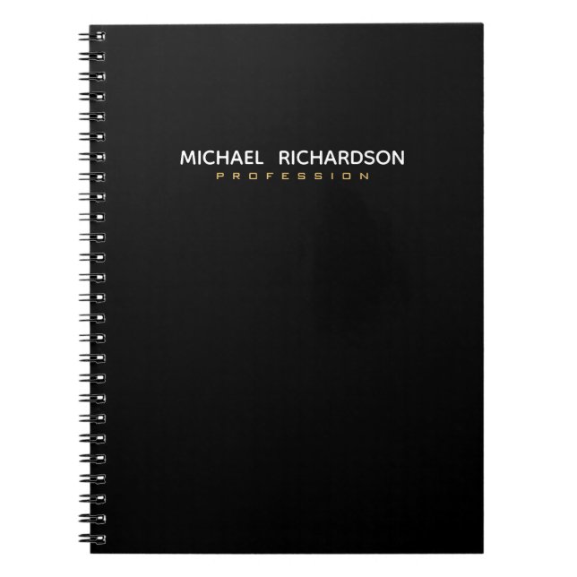 Cuaderno blanco Masculino de oro negro sofisticado (Frente)
