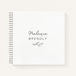 Cuaderno blanco minimalista moderno elegante botán