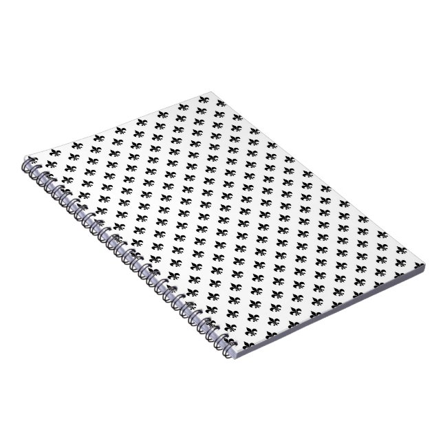 Cuaderno Blanco Negro Fleur De Lis Delicado Mardi Gras (Lado Derecho)