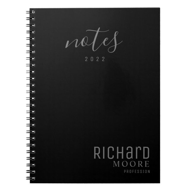 Cuaderno blanco negro negro minimalista (Frente)