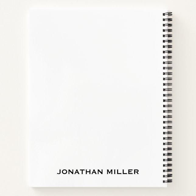 Cuaderno Blanco personalizado de mano izquierda con fuente  (Reverso)