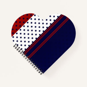 Cuaderno Blanco Rojo Patriótico y Azul con diseño de estrel