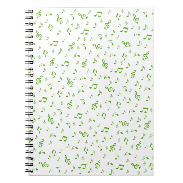 Cuaderno blanco, verde, musical+ Nota, lujo, oro, real, (Frente)