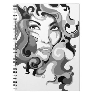 Cuaderno blanco y negro del chica de la pintada