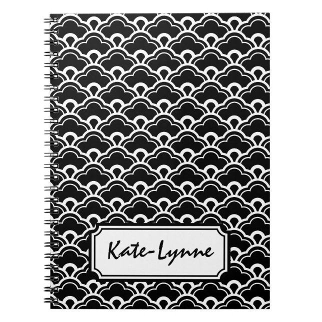 Cuaderno Blanco y negro fresco del modelo personalizado (Frente)
