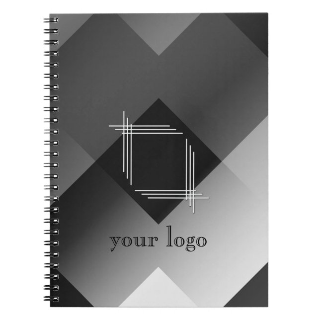 Cuaderno Blanco y negro geométrico personalizado (Frente)