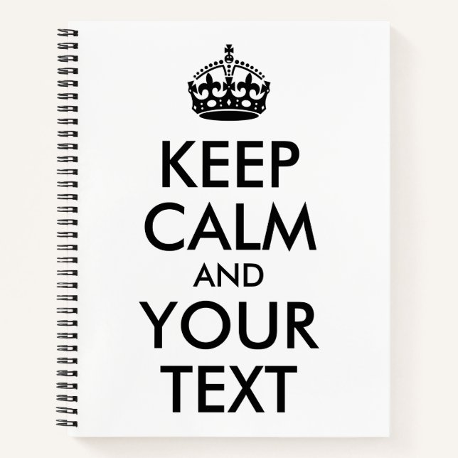 Cuaderno Blanco y negro mantienen la calma y tu texto (Anverso)