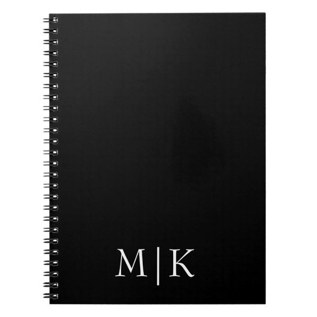Cuaderno Blanco y negro | Monograma moderno (Frente)
