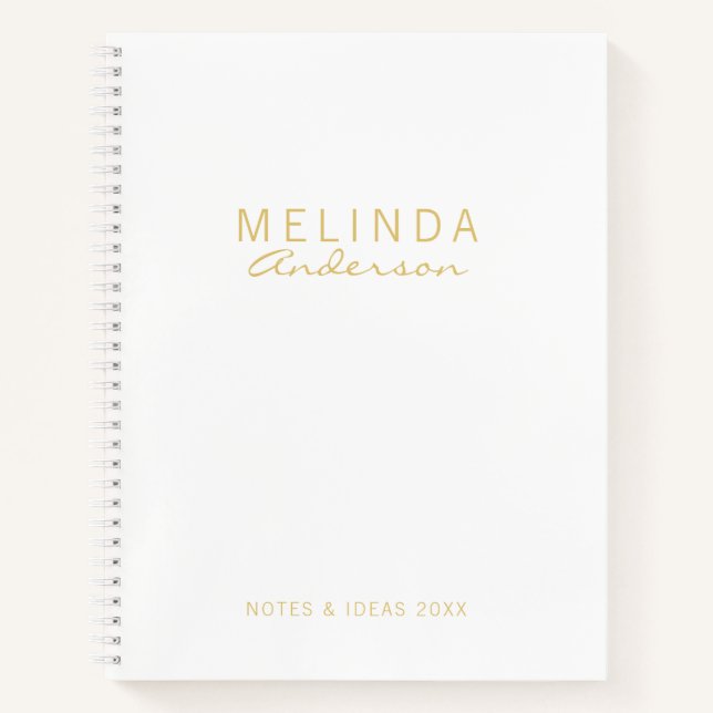Cuaderno Blanco y oro profesional y moderno (Anverso)