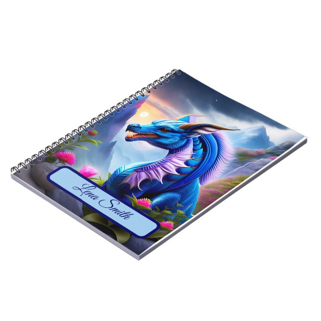 Cuaderno Blauer Drache, fantasievolle Digital Art (Lado Izquierdo)