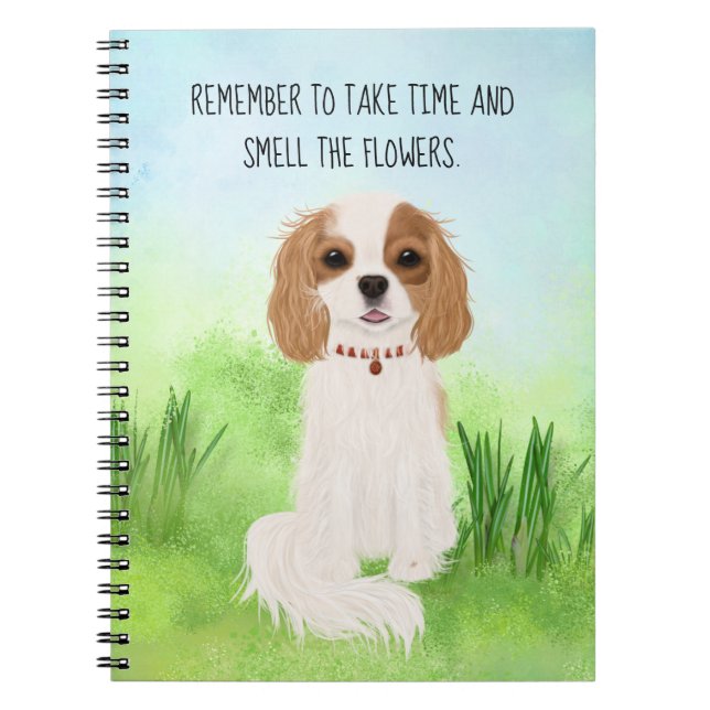 Cuaderno Blenheim Cavalier King Charles Spaniel Flowers (Frente)