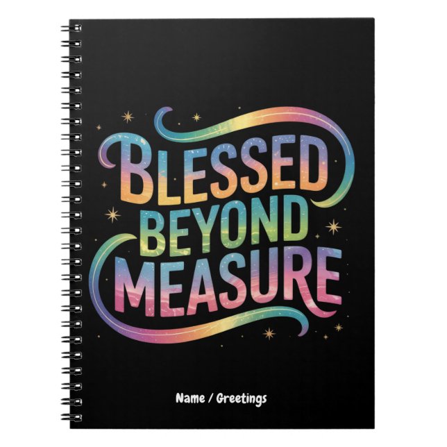 Cuaderno Blessed Beyond Measure Bible Inspiration Quote (Frente)