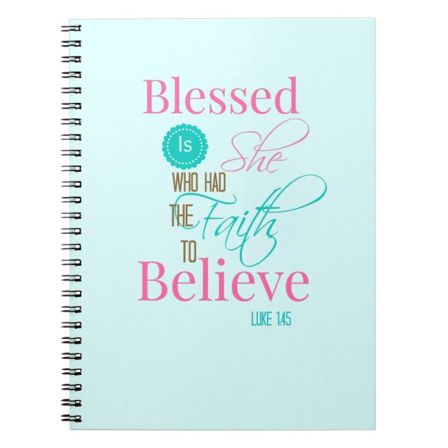 Cuaderno "Blessed es ella" diario de la fe de la aguamarina (Frente)