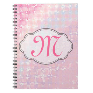 Cuaderno Bling Purpurina Girly Pin Monograma Libro de notas