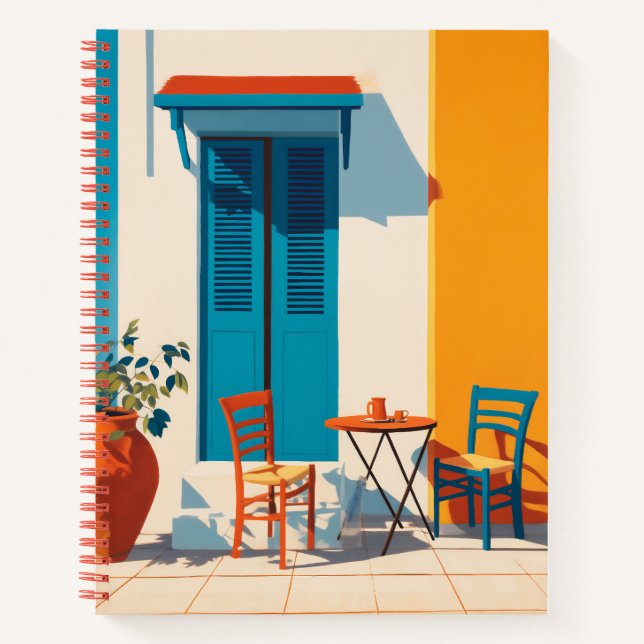 Cuaderno Bliss de la terraza mediterránea de la mañana (Anverso)