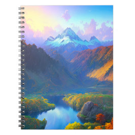 Cuaderno Bliss del lago y las montañas circundantes