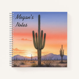 Cuaderno bloc de cactus de puesta al sol