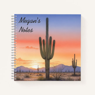 Cuaderno bloc de cactus de puesta al sol