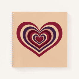Cuaderno Bloc De Cine Beige Con Corazón Rojo Retro