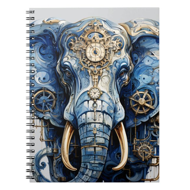 Cuaderno Bloc de fotos de espiral de elefantes azules (Frente)