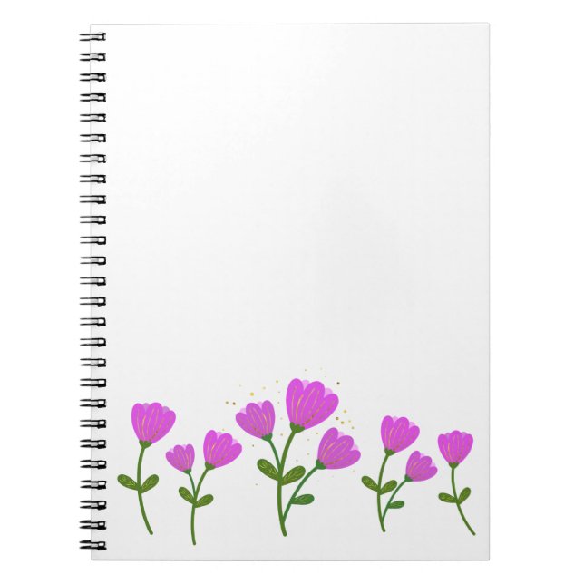Cuaderno Bloc de fotos en espiral de flores rosadas (Frente)