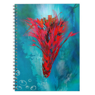 Cuaderno Bloc de fotos espiral de peces de plumas rojas