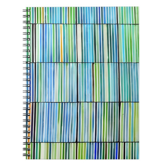 Cuaderno Bloc de notas abstracto a rayas coloridas (Frente)