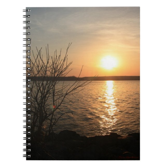 Cuaderno Bloc de notas amarillo con atardecer (Frente)