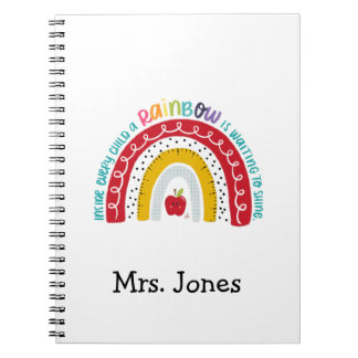 Cuaderno Bloc de notas arcoiris de Boho, regalo para el pro