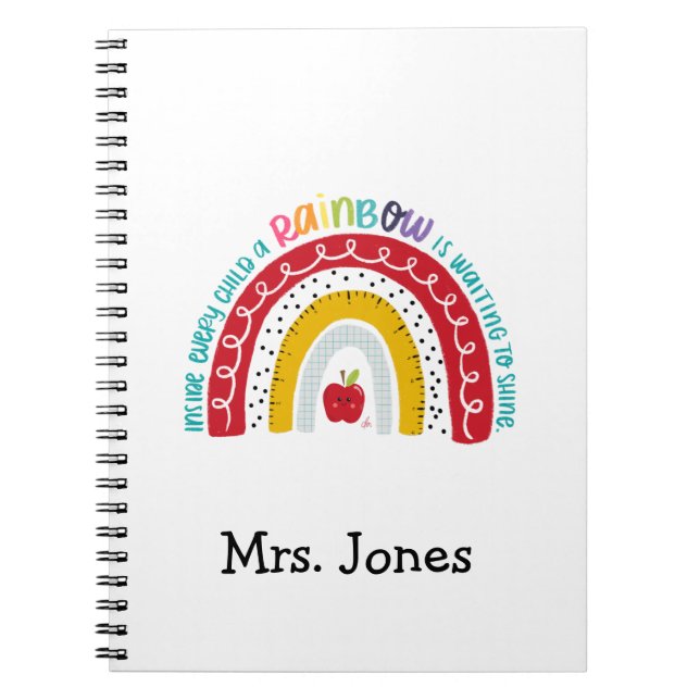 Cuaderno Bloc de notas arcoiris de Boho, regalo para el pro (Frente)