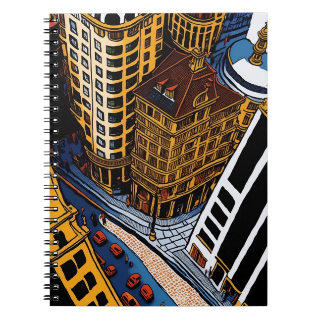 Cuaderno Bloc de notas audaz de Ilustracion de Cityscape (Frente)