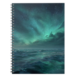 Cuaderno Bloc de notas Aurora Ocean Glow Green Night