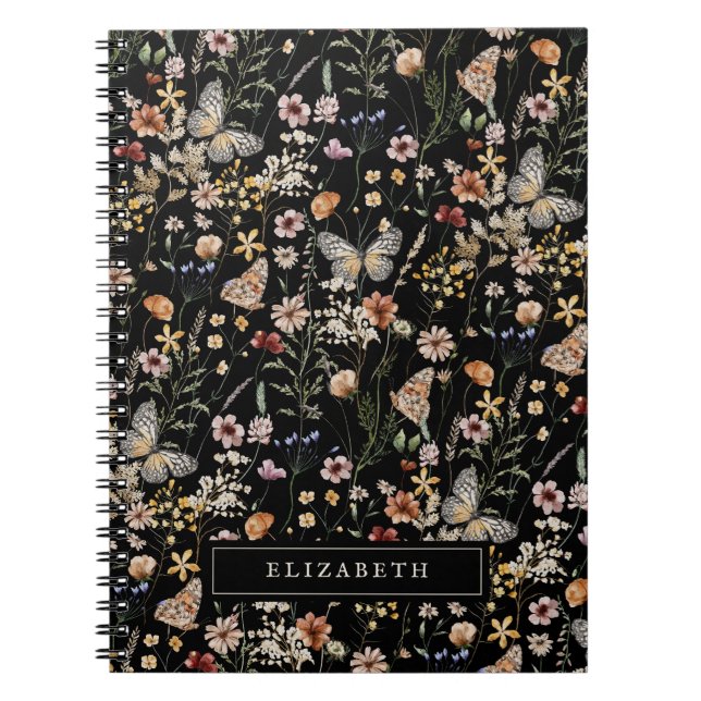 Cuaderno Bloc de notas Black Wildflower (Frente)