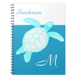 Cuaderno Bloc de notas blanco Verde azulado azul de tortuga