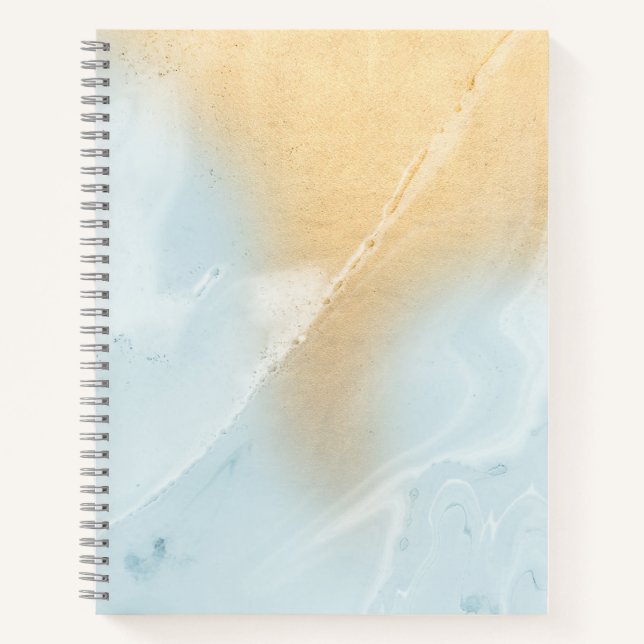 Cuaderno Bloc de notas Blue Marble Faux Gold Spiral (Anverso)