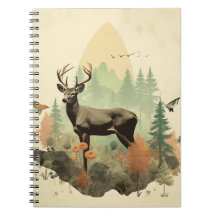 Bloc de notas Boho Vintage Forest Deer Spiral
