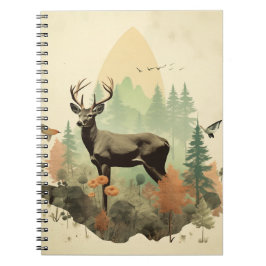 Cuaderno Bloc de notas Boho Vintage Forest Deer Spiral