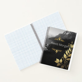 Cuaderno Bloc de notas botánico Relieve metalizado dorado