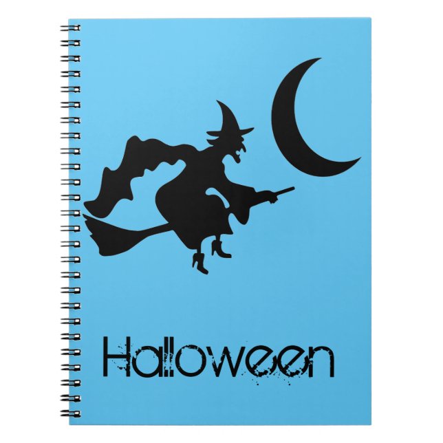 Cuaderno Bloc de notas - Bruja voladora de Halloween (Frente)