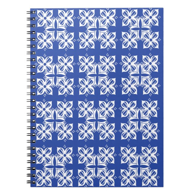 Cuaderno bloc de notas clásico con motivos azules (Frente)