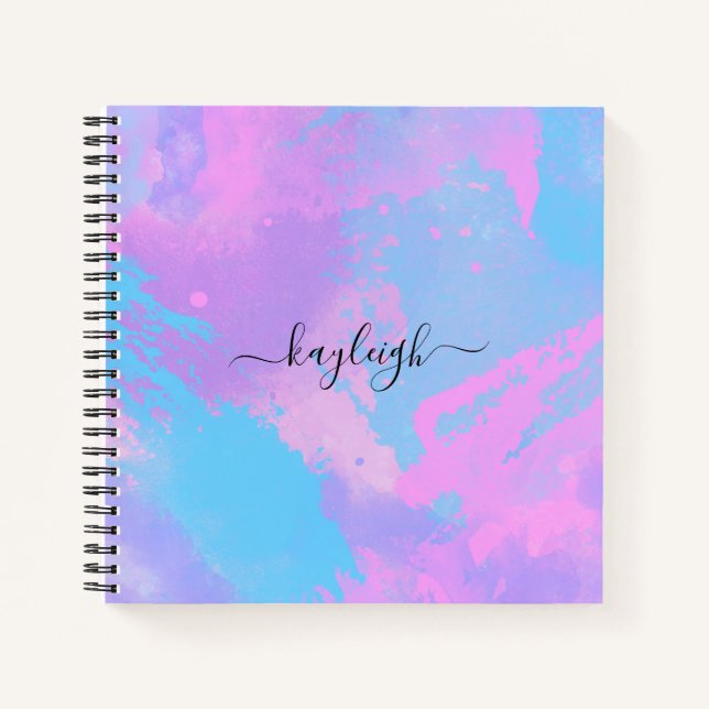 Cuaderno Bloc de notas color turquesa rosa púrpura abstract (Anverso)